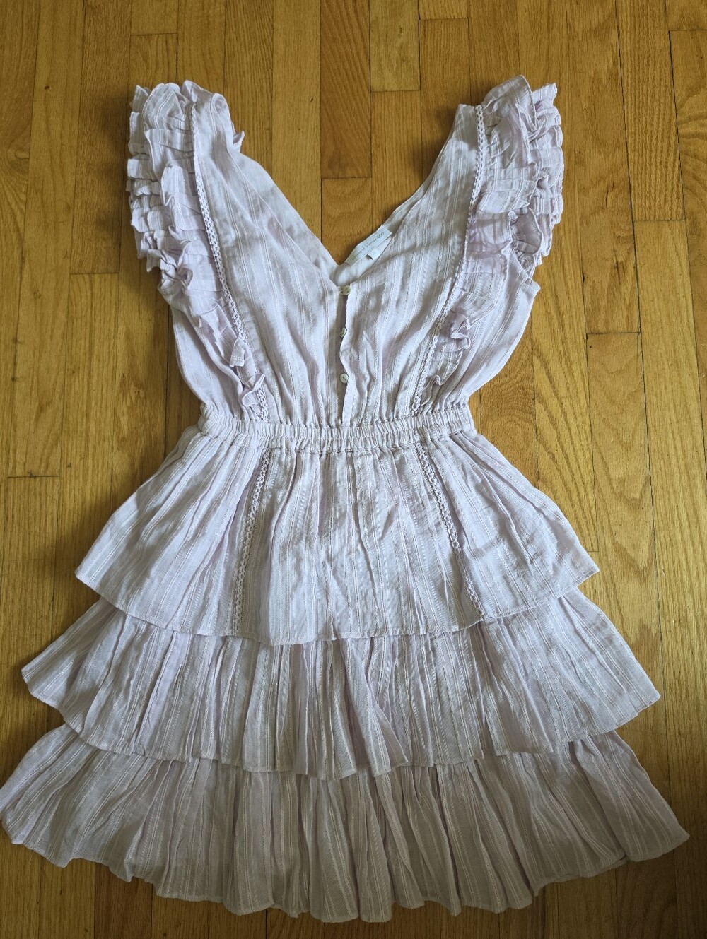 House of Harlow 1960 Sleeveless Midi Dress Ruffles 100% Cotton Lavender Sz S
